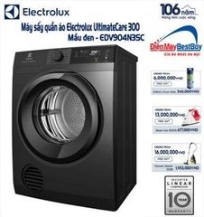 Máy sấy thông hơi Electrolux 9kg EDV904N3SC (Sấy đảo chiều chống nhăn, Chương trình diệt khuẩn chuyên sâu, Cảm biến sấy bảo vệ áo quần, Giữ trang phục bền màu lâu hơn, Sấy nhanh cho lượng đồ ít, Lồng sấy cỡ lớn tiện lợi. Màu xám đen