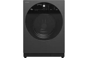 Máy giặt sấy cửa trước Hitachi inverter 12kg/8kg BD-D120XGV, tự phân bổ giặt xả, giặt thông minh AI Wash, giặt bằng khí nóng, công nghệ sấy gió. Màu xám đen