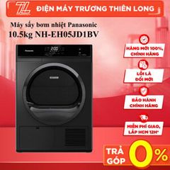 Máy sấy Heatpump Panasonic 10.5kg NH-EH05JD1BV - Màu xám đen - Bảo vệ chất liệu quần áo mỏng manh với sấy nâng niu; Giảm tác nhân gây dị ứng và loại bỏ 99,99% vi khuẩn.