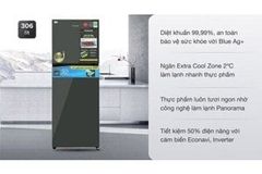 Tủ lạnh Panasonic 306L NR-TV341VGMV( Màu đen mặt gương,Ngăn đá trên,Blue Ag+ diệt khuẩn 99,99%).CSPF=1.80