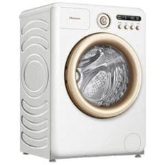 Máy giặt cửa trước Hisense inverter 10.5 kg WF105R5 ( Công nghệ giặt chống cặn 93%, tự động phân bổ giặt xả, giặt AI tiết kiệm điện nước, phong cách cổ điển. Màu trắng viền vàng)