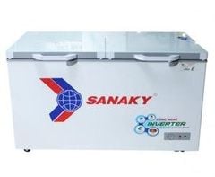 Tủ đông mát Sanaky 300L inverter VH-4099W4K(2 ngăn:1 đông 1 mát,2 cánh,Dàn đồng,cánh kính cường lực,màu Xám