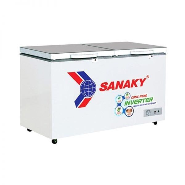Tủ đông Sanaky 235L VH-2899A4K - inverter; 1 ngăn đông; 2 cánh; Dàn đồng, R600a, cánh kính cường lực; màu xám)