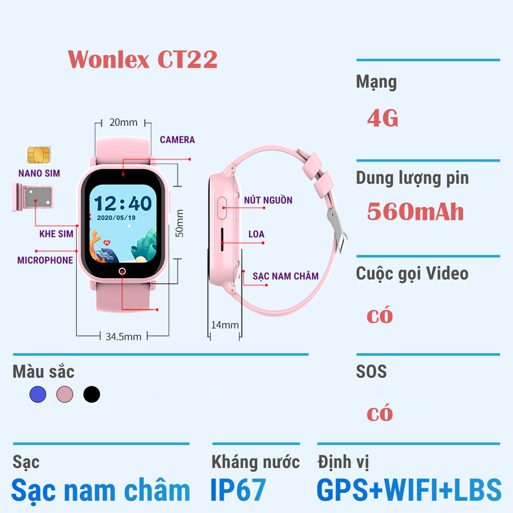 Đồng Hồ Thông Minh Wonlex CT22 nhỏ gọn
