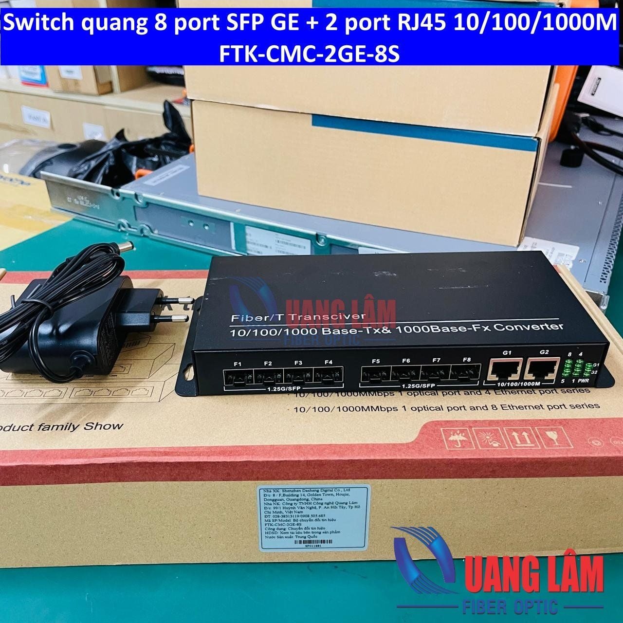 Switch quang 8 port SFP GE + 2 port RJ45 10/100/1000M FTK-CMC-2GE-8S