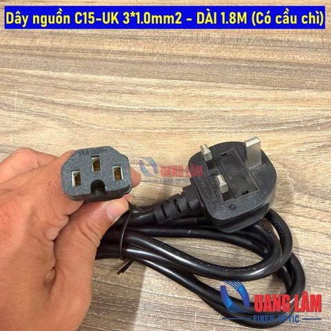 Dây nguồn C15-UK 3*1.0mm2 DÀI 1.8M (Có cầu chì)