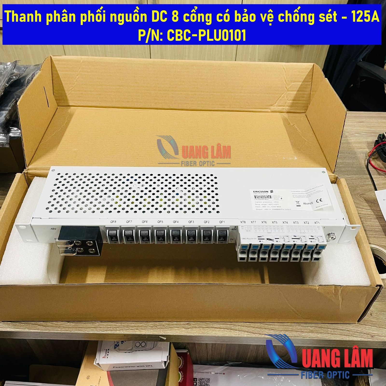 Thanh phân phối nguồn DC 8 cổng có bảo vệ chống sét - 125A P/N: CBC-PLU0101