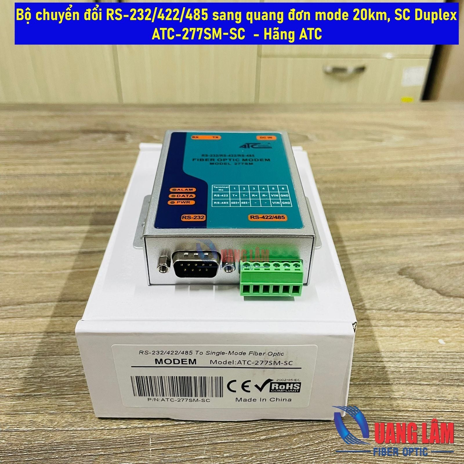ATC-277SM Bộ chuyển đổi RS-232/422/485 sang quang đơn mode 20km, SC Duplex - Hãng ATC