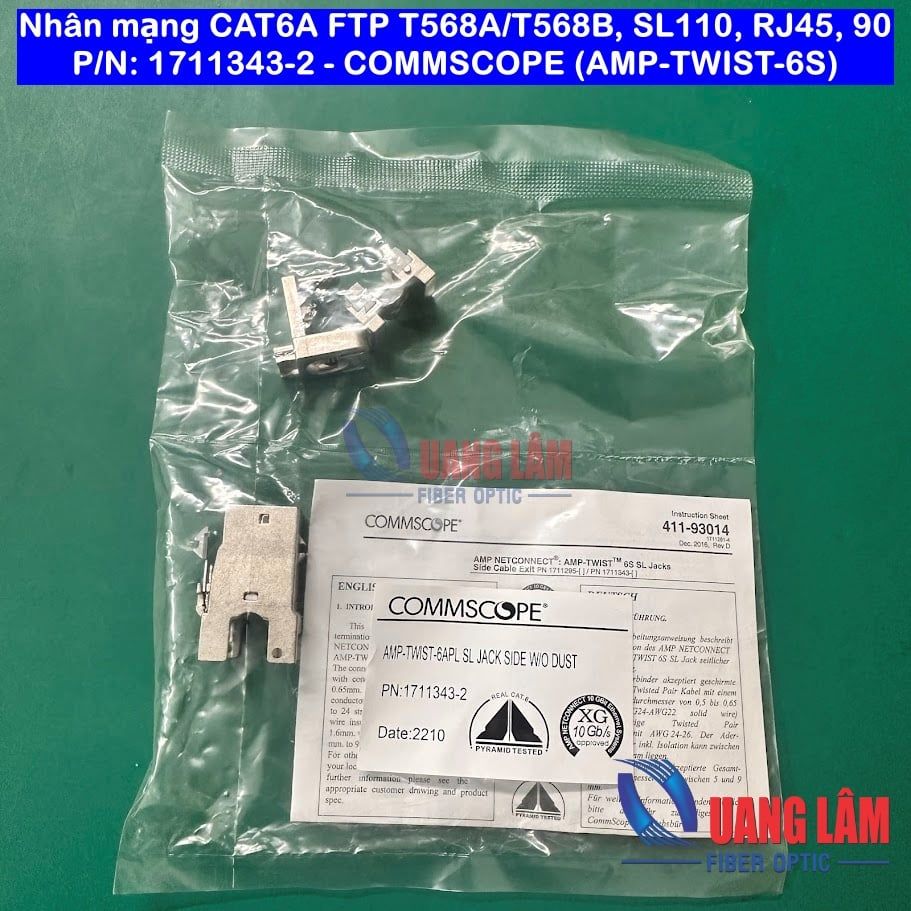 Nhân mạng CAT6A FTP T568A/T568B, SL110, RJ45, 90 P/N: 1711343-2 - COMMSCOPE (AMP-TWIST-6S)