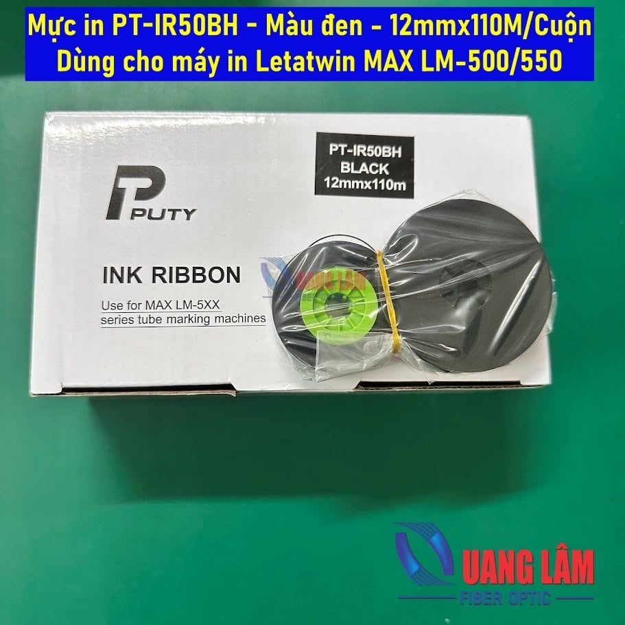 Băng mực in PT-IR50BH - Màu đen - 12mmx110M/Cuộn Dùng cho máy in MAX LETATWIN LM-500/LM-550