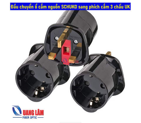 Đầu chuyển ổ cắm nguồn SCHUKO sang phích cắm 3 chấu UK - Màu đen