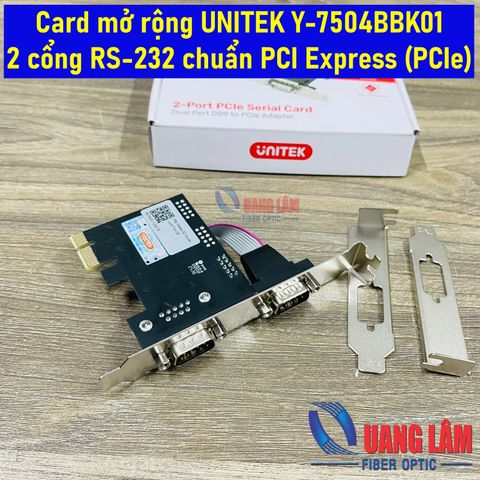 Card PCI-E Sang 2 Cổng RS232 DB9 UNITEK Y-7504BBK01 (Y-7504B) - Mở Rộng Cổng COM Cho Máy Tính, Máy CNC, POS