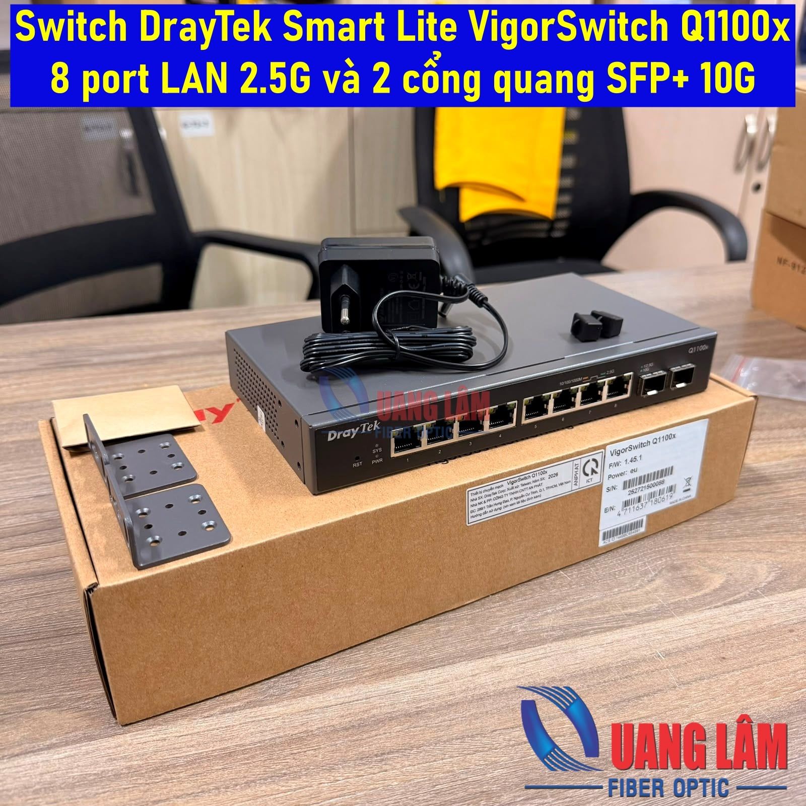Switch DrayTek Smart Lite VigorSwitch Q1100x 8 port LAN 2.5G và 2 cổng quang SFP+ 10G