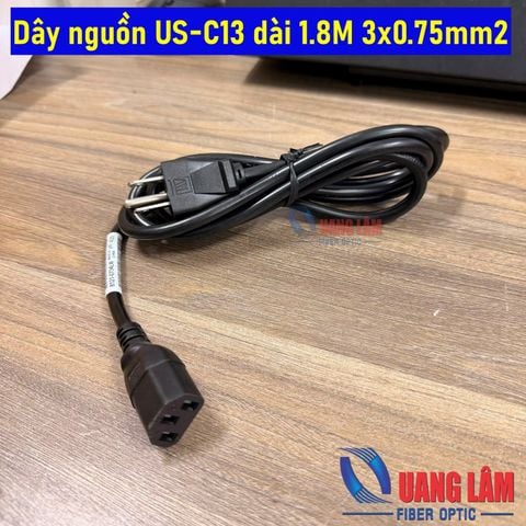 Dây nguồn US-C13 dài 1.8M 3x0.75mm2 3 chấu dẹt sang 3 lỗ C13