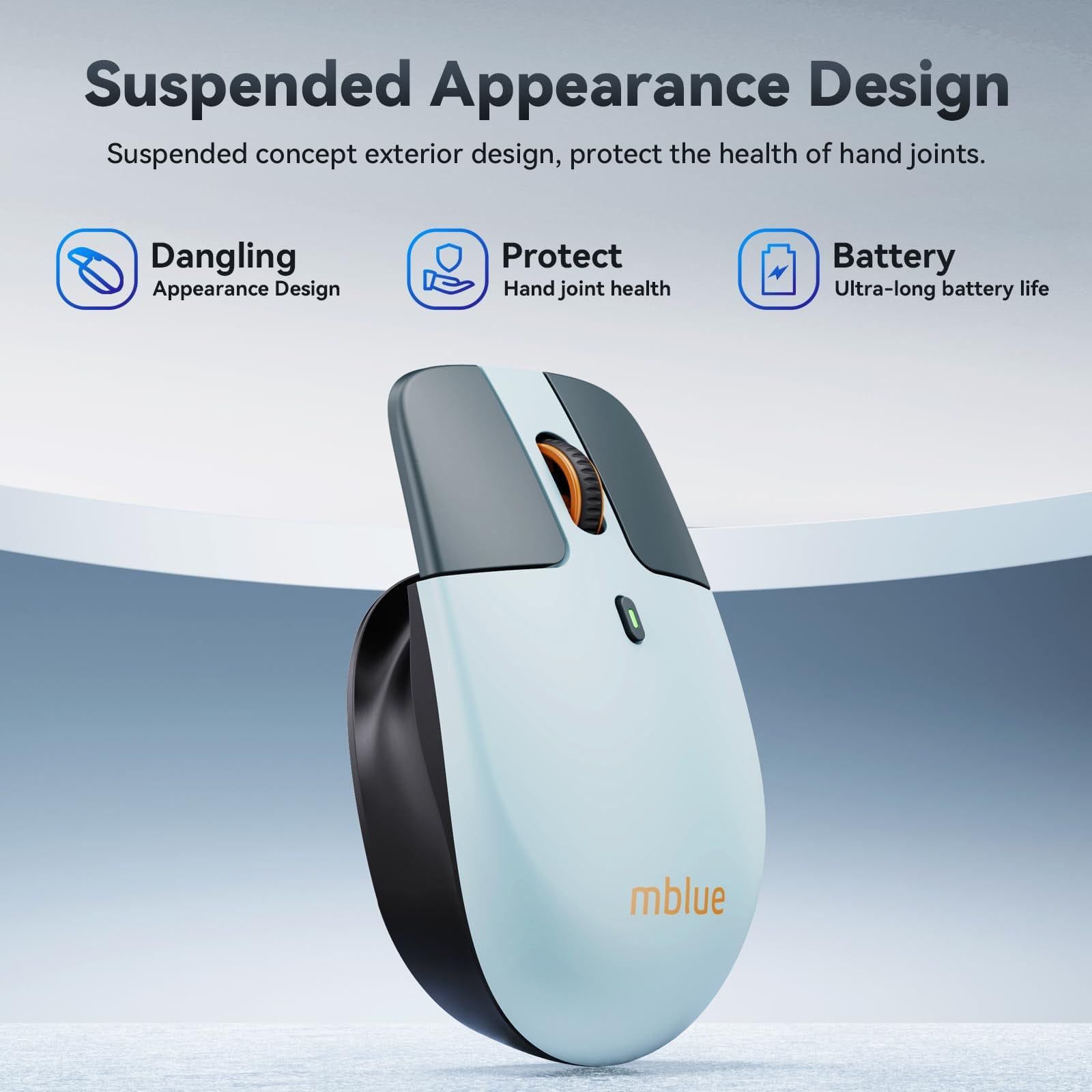  Chuột không dây công thái học MEIZU mblue M203, sạc Type-C, thiết kế dạng treo (lt) 
