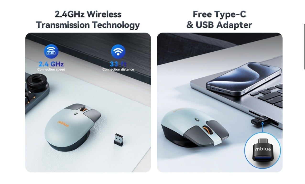  Chuột không dây công thái học MEIZU mblue M203, sạc Type-C, thiết kế dạng treo (lt) 