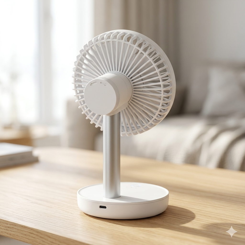  Quạt sạc tích điện để bàn Xiaomi JIPIN JP-F05 , có 5 cánh quạt , có ngăn chứa tinh dầu (gd) 