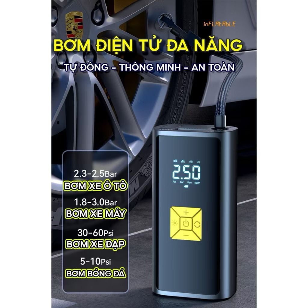  Bơm lốp ô tô dùng pin 4500mah SUITU (kcgd) 