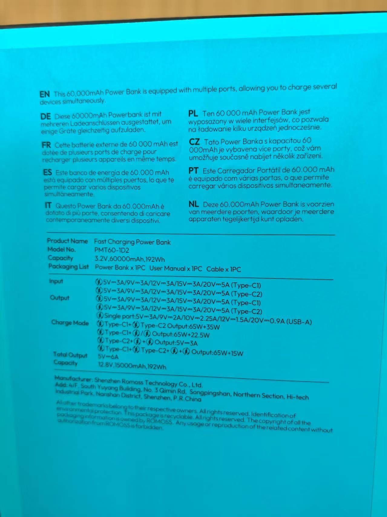  Pin Dự Phòng 60.000mAh ROMOSS PMT60, sạc nhanh 100W 