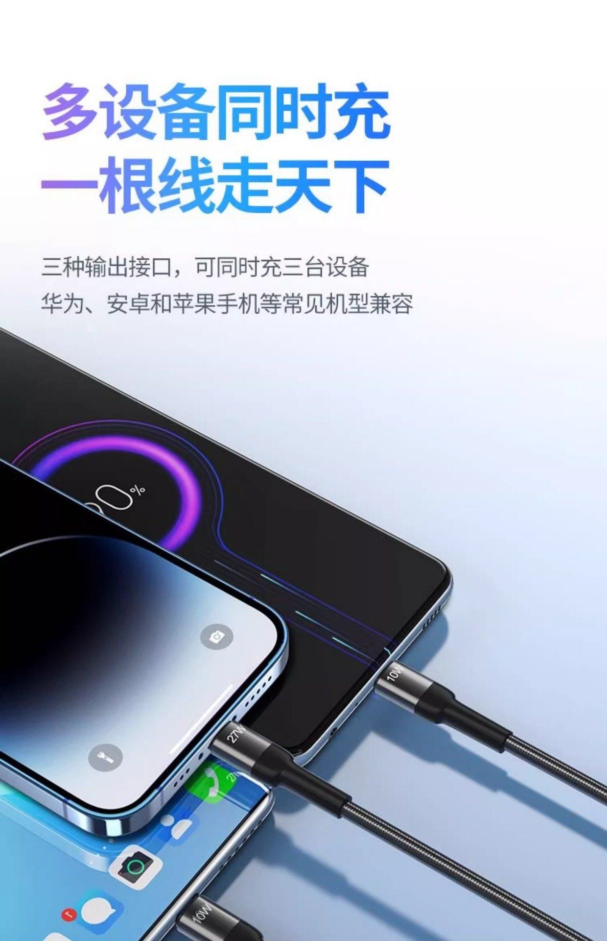  Cáp sạc nhanh PD Type C  3 trong 1 Pisen chính hãng 