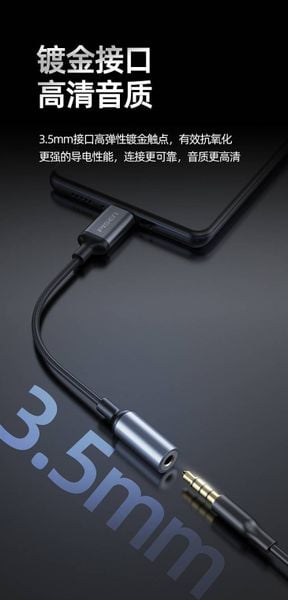  Bộ chuyển đổi âm thanh Type C sang 3,5 mm Pisen chính hãng 