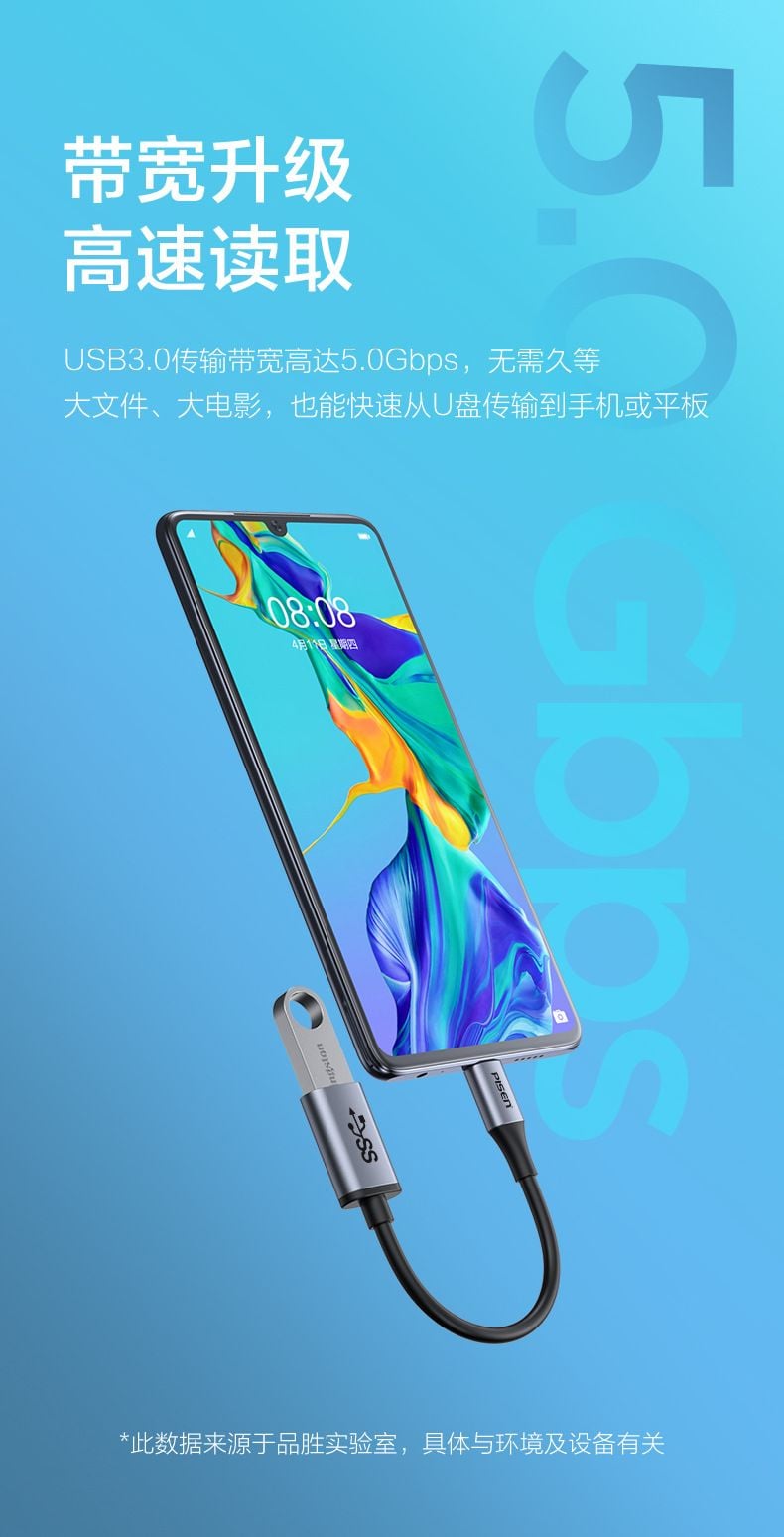  Bộ chuyển đổi OTG Type C sang USB 3.2 Pisen chính hãng 