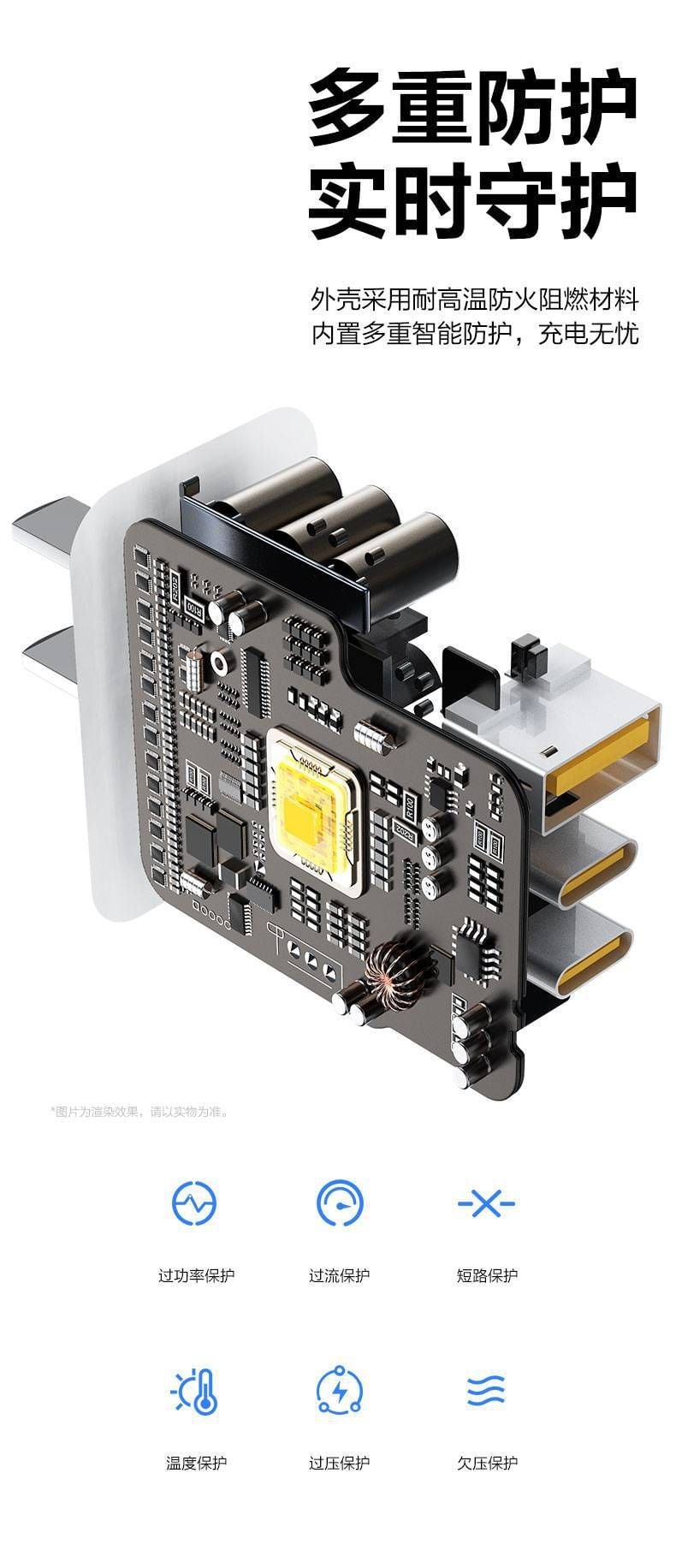  Cốc sạc nhanh thông minh nhiều cổng GaN PD 30W Pisen chính hãng (2 Type C + 1 USB) 