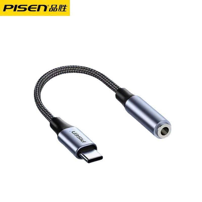  Cáp chuyển Type C ra Jack 3.5mm 13cm Pisen chính hãng (Đen) 