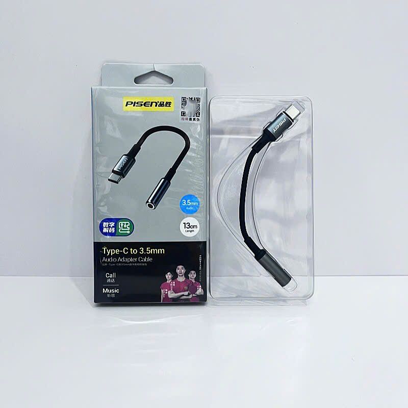  Cáp chuyển Type C ra Jack 3.5mm 13cm Pisen chính hãng (Đen) 