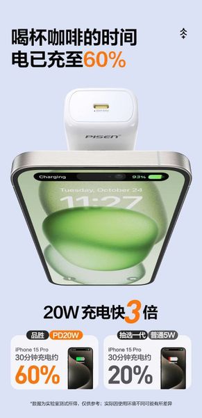  Bô sạc nhanh Type C - Lightning 20W GaN Pisen chính hãng 