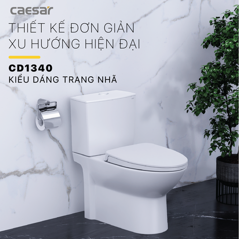 Bàn cầu hai khối + Nắp rửa cơ CAESAR CD1340+TAF060