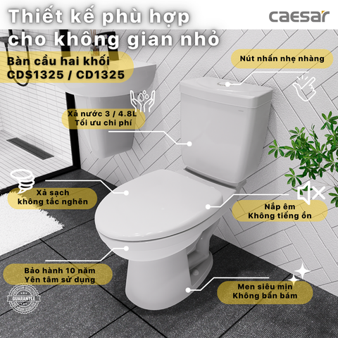 Bàn cầu hai khối CAESAR CD1325