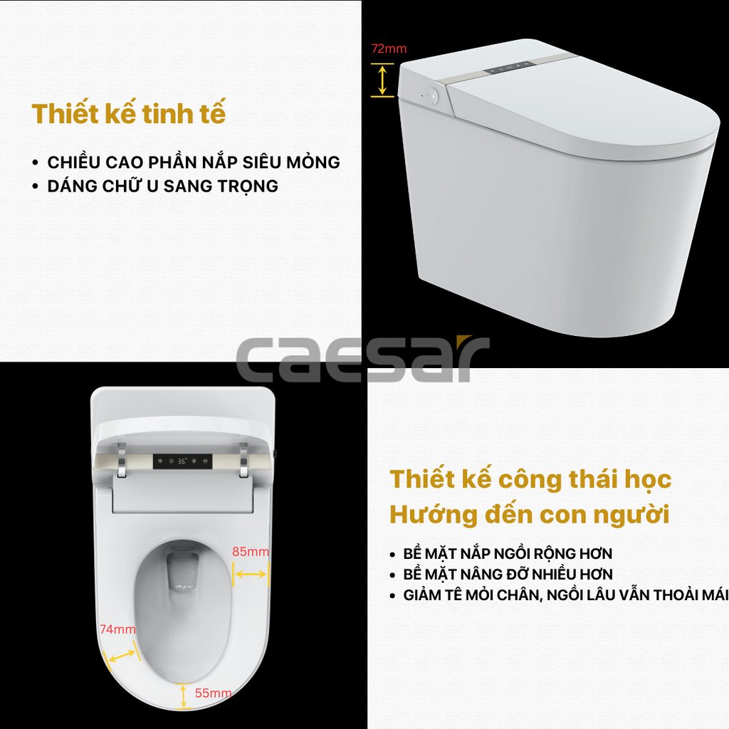 Bàn cầu điện tử CAESAR CA1389H