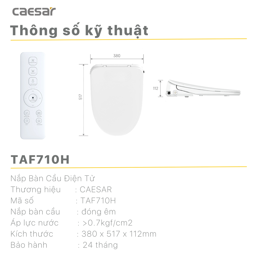 Nắp bàn cầu CAESAR TAF710H