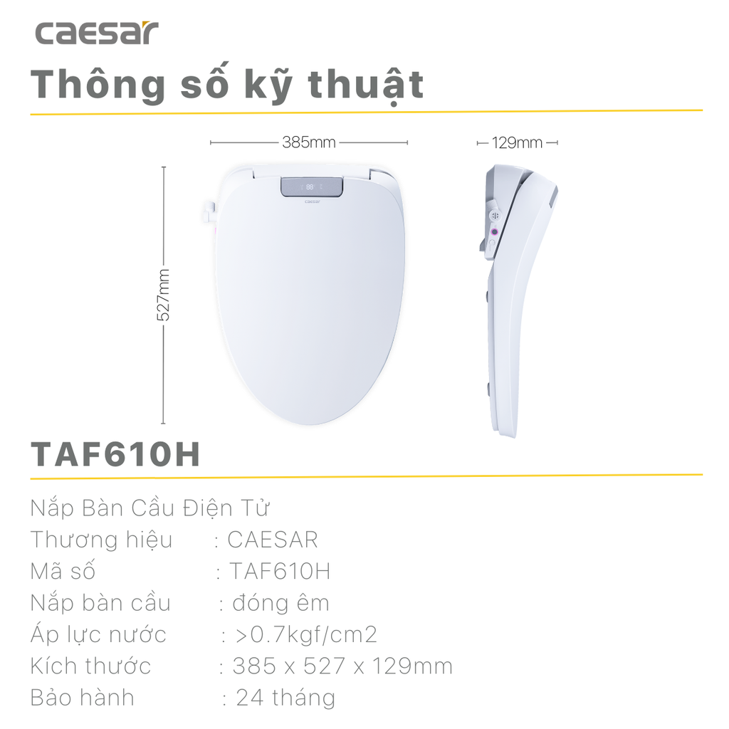 Nắp bàn cầu CAESAR TAF610H