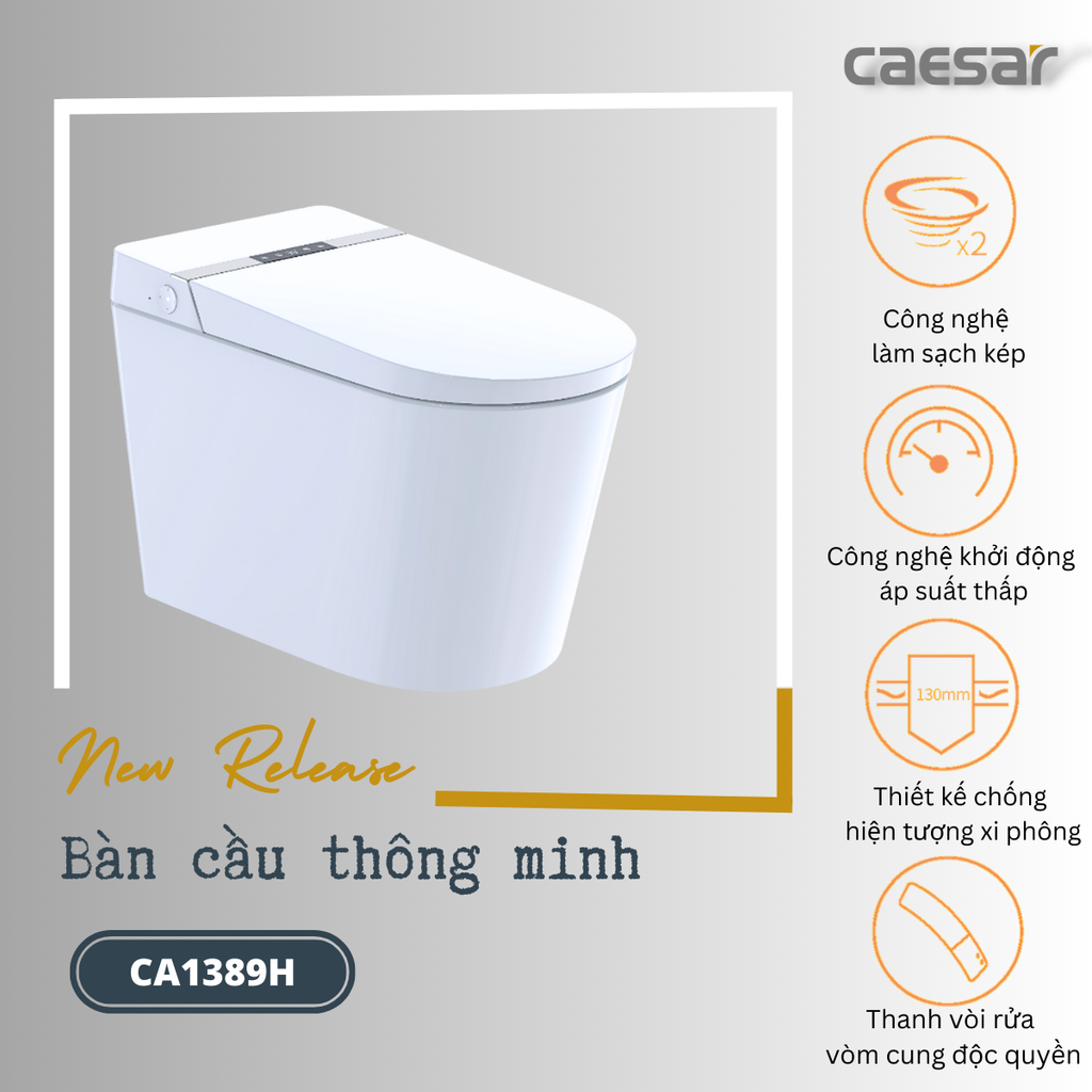 Bàn cầu điện tử CAESAR CA1389H