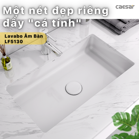 Chậu rửa âm bàn đá (bao gồm trụ xả nắp sứ) CAESAR LF5130