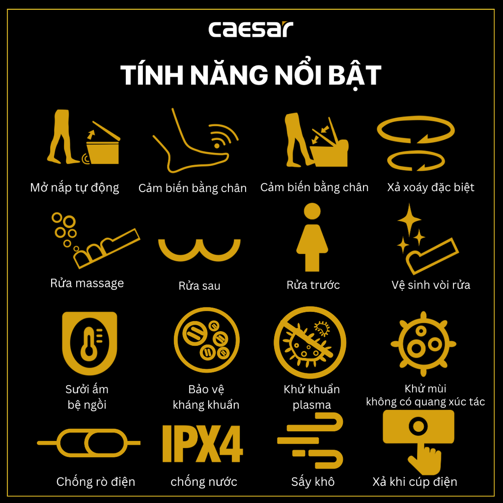 Bàn cầu điện tử CAESAR CA1389H