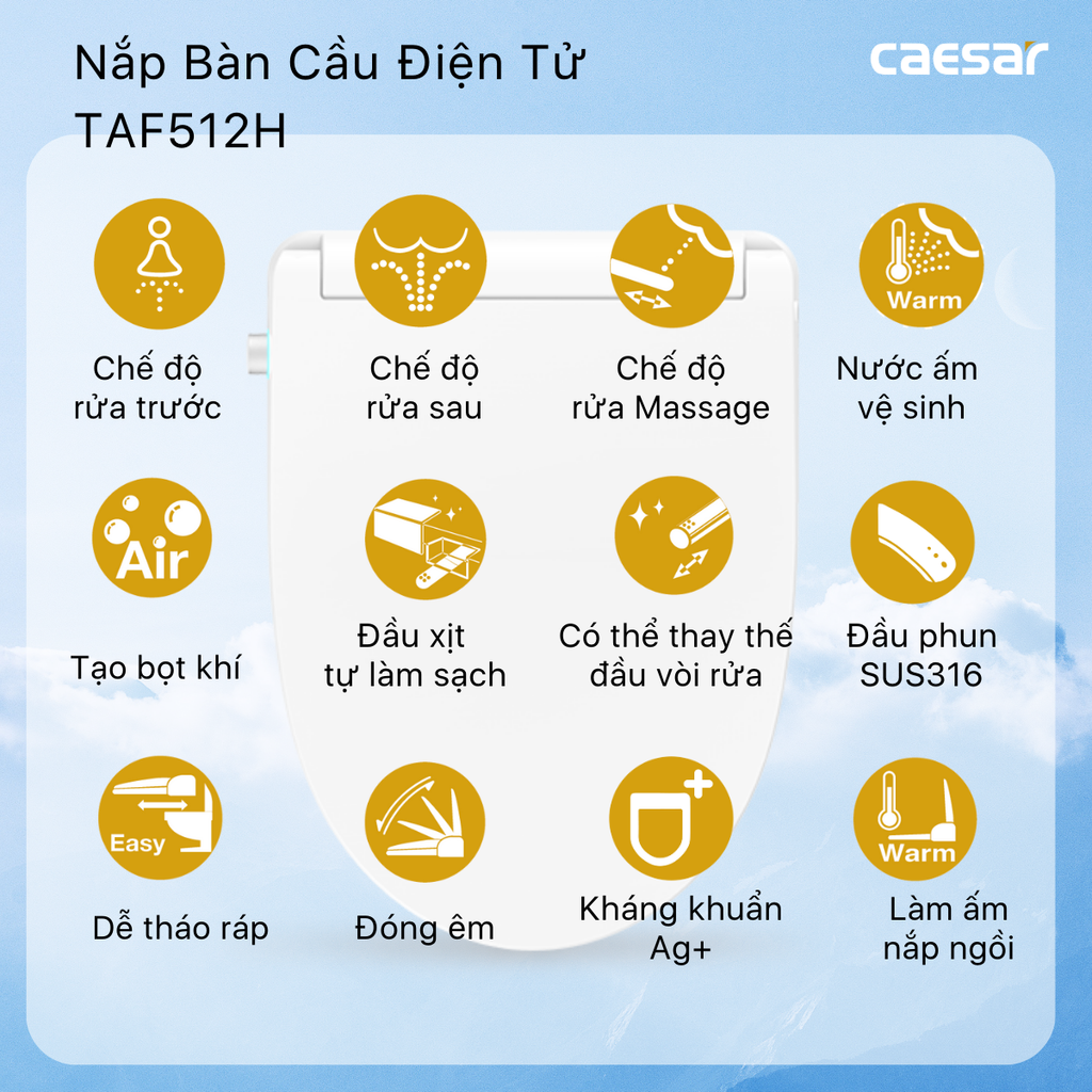 Nắp bàn cầu CAESAR TAF512H