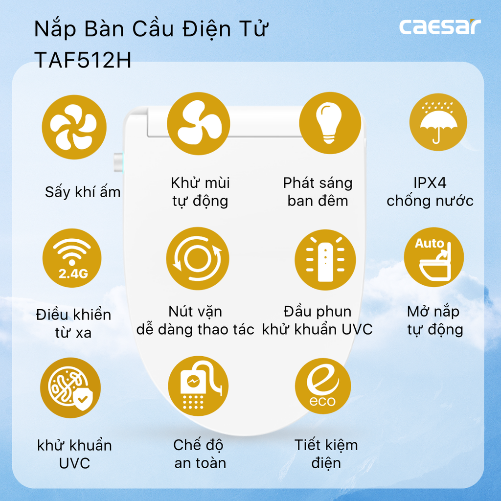 Nắp bàn cầu CAESAR TAF512H