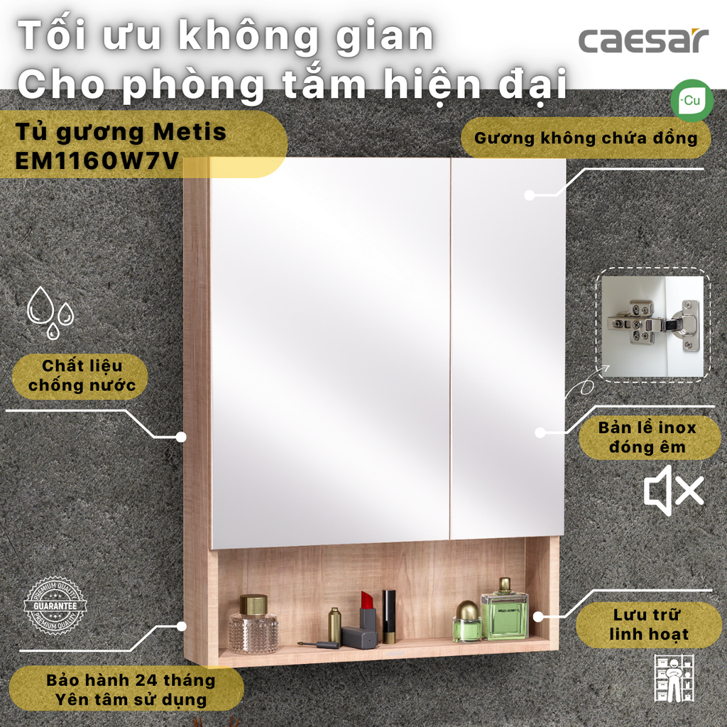 Tủ gương CAESAR EM1160W7V