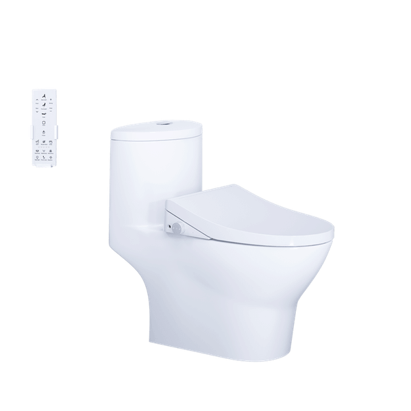 Bàn cầu một khối + Nắp rửa điện tử CAESAR C1375F+TAF512H