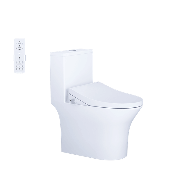 Bàn cầu một khối + Nắp rửa điện tử CAESAR C1391F+TAF512H