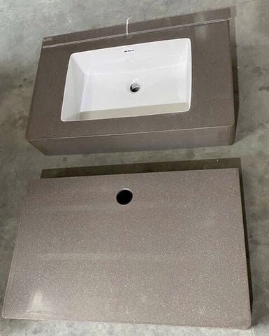 Bàn đá KENDURA 2 tầng BO tràn viền NÂU kim tuyến HL22 (50*80*15)(TV 014)