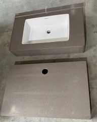Bàn đá KENDURA 2 tầng BO tràn viền NÂU kim tuyến HL22 (50*80*15)(TV 014)
