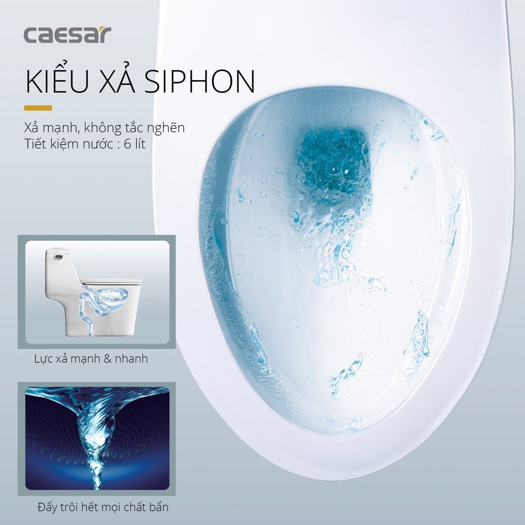Bàn cầu một khối + Nắp rửa điện tử CAESAR C1353F+TAF610H