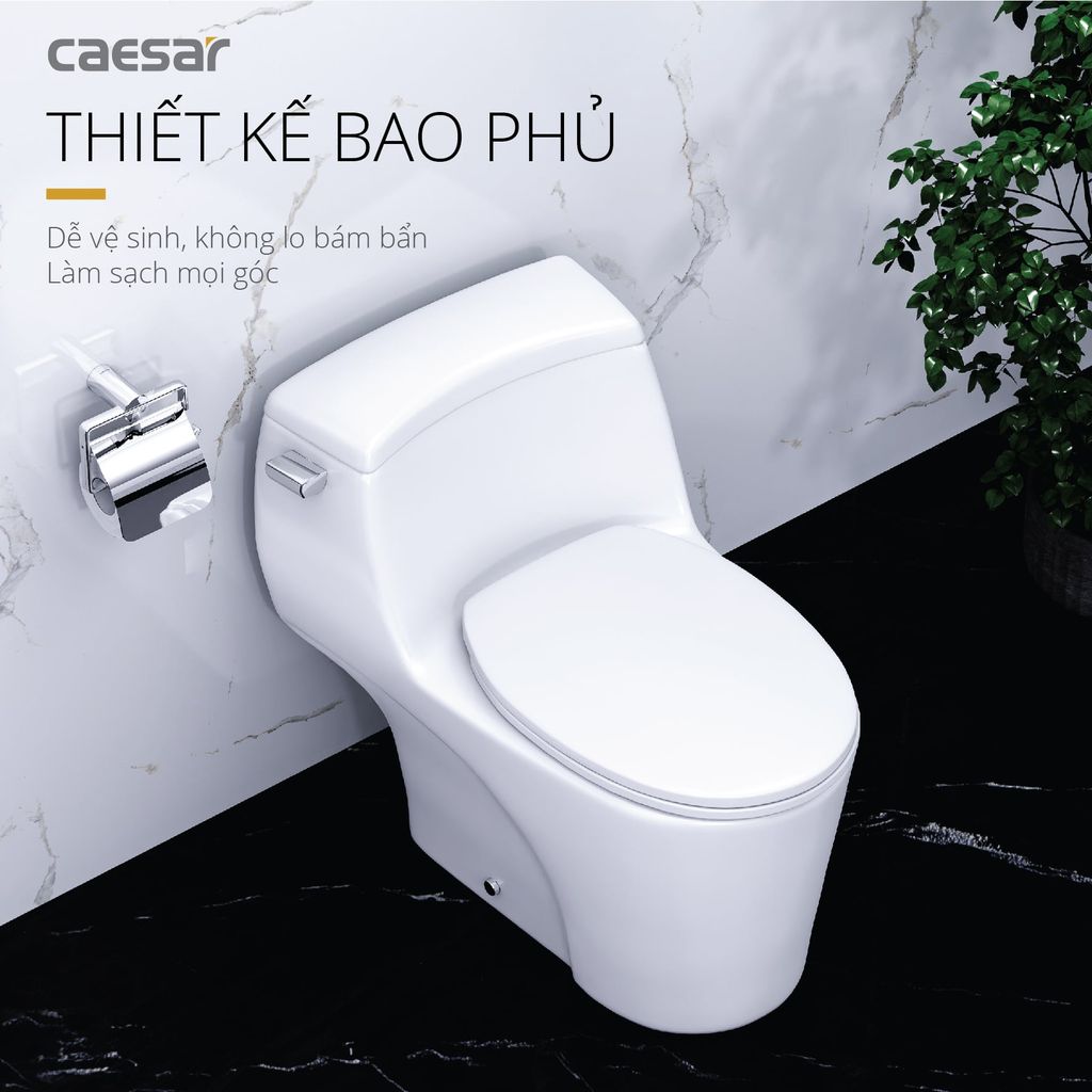 Bàn cầu một khối + Nắp rửa điện tử CAESAR C1353F+TAF610H