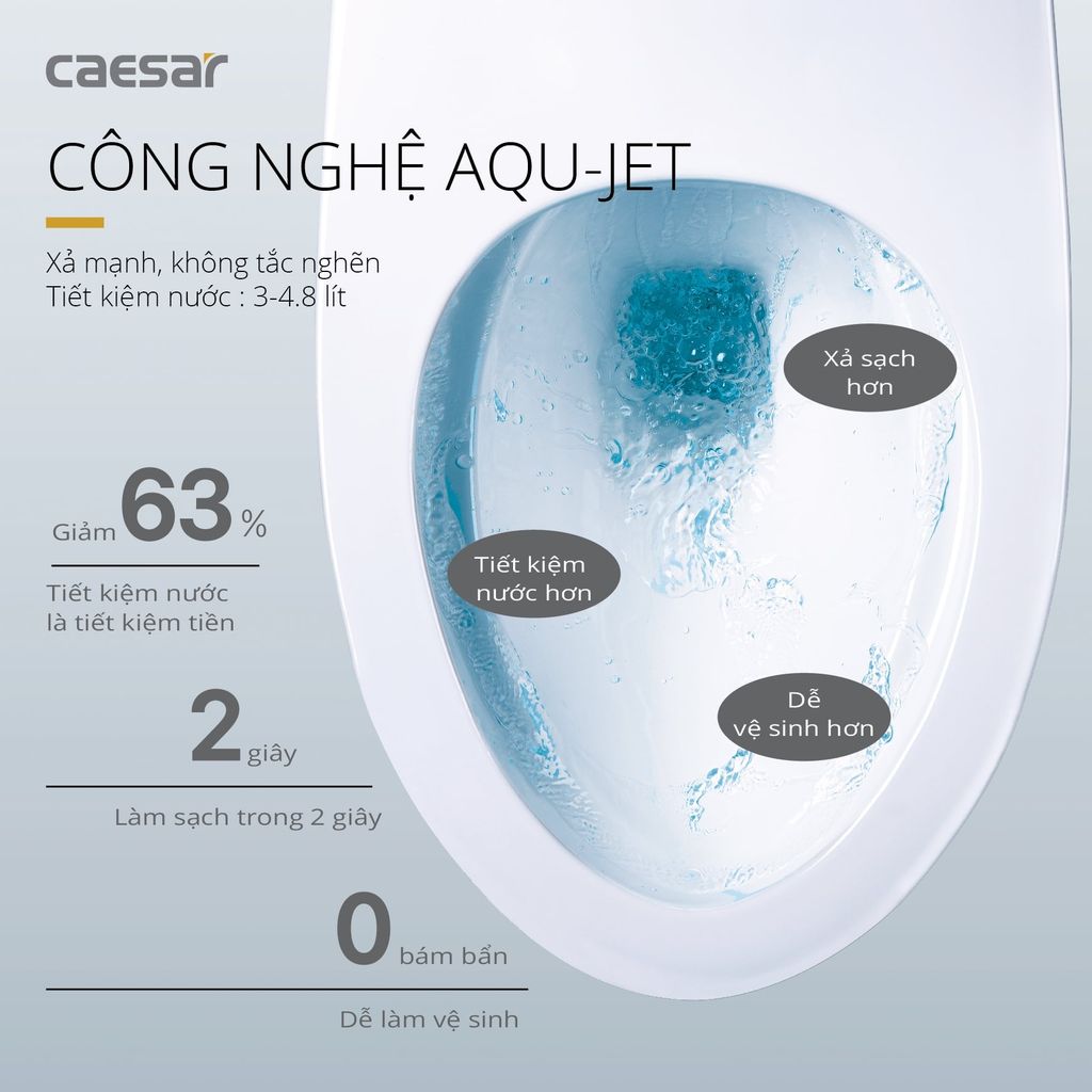 Bàn cầu hai khối + Nắp rửa điện tử CAESAR CD1341+TAF710H