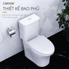 Bàn cầu hai khối + Nắp rửa điện tử CAESAR CD1341+TAF710H