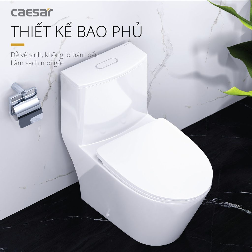 Bàn cầu một khối + Nắp rửa điện tử CAESAR C1363F+TAF512H